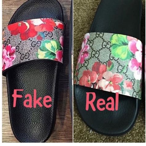 fake vs real gucci slides